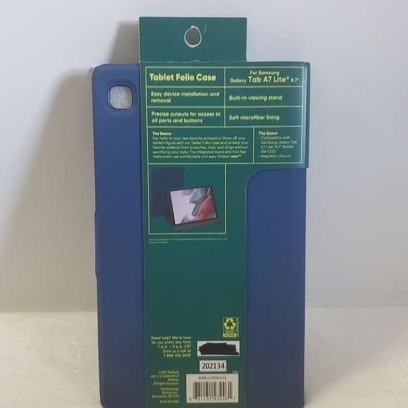 Protect Onn. 8.7" Blue Tablet Folio Case Samsung Galaxy Tab A7 Lite NWT - Picture 6 of 11